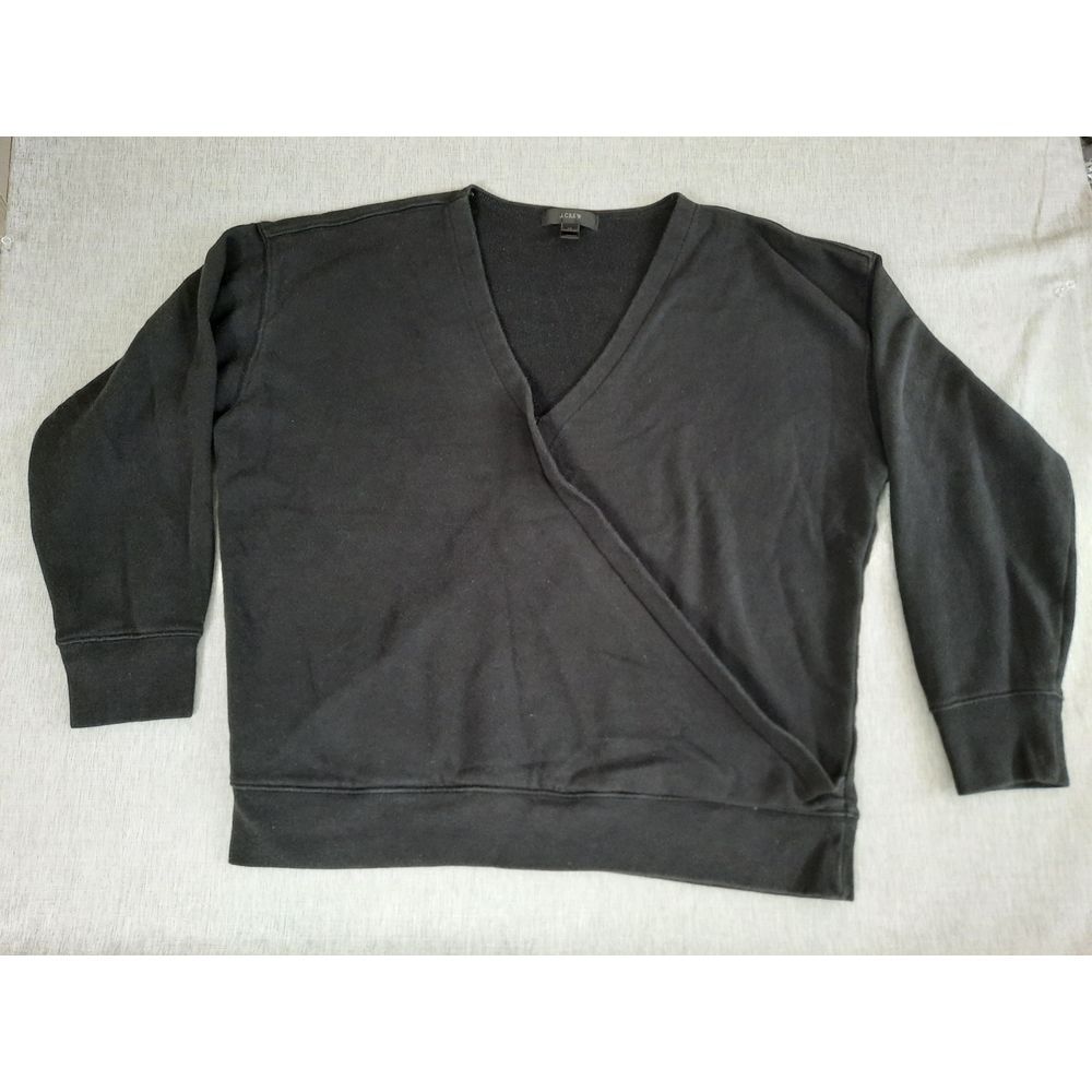 J. Crew‎ Women's Medium Solid Black V-Neck Pullover  Sweater Cotton Polyester